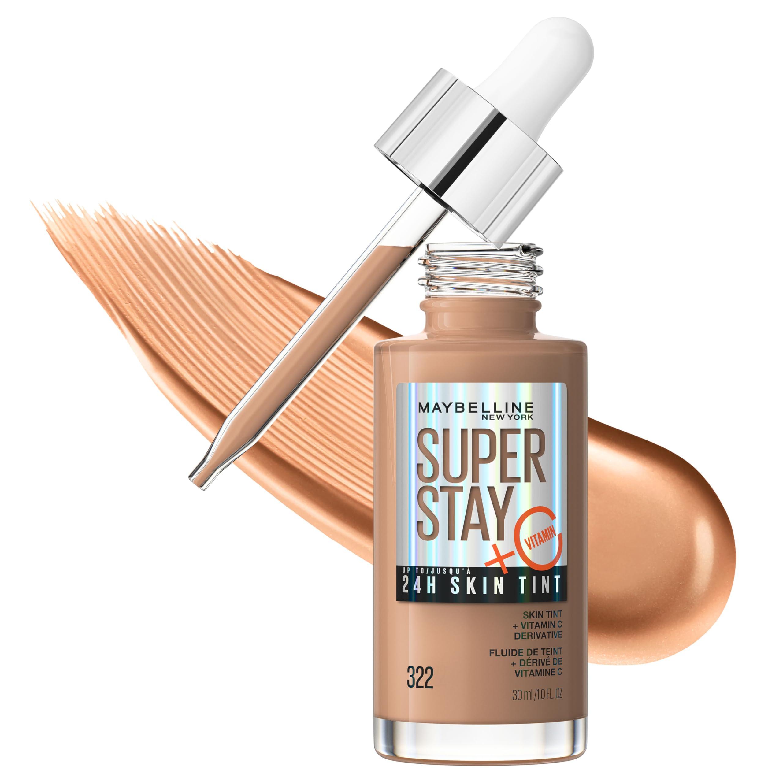 MAYBELLINE Maybelline Super Stay Up to 24HR Skin Tint, Radiant Light-to-Medium Coverage Foundation, Makeup Infused With Vitamin C, 322, 1 Count