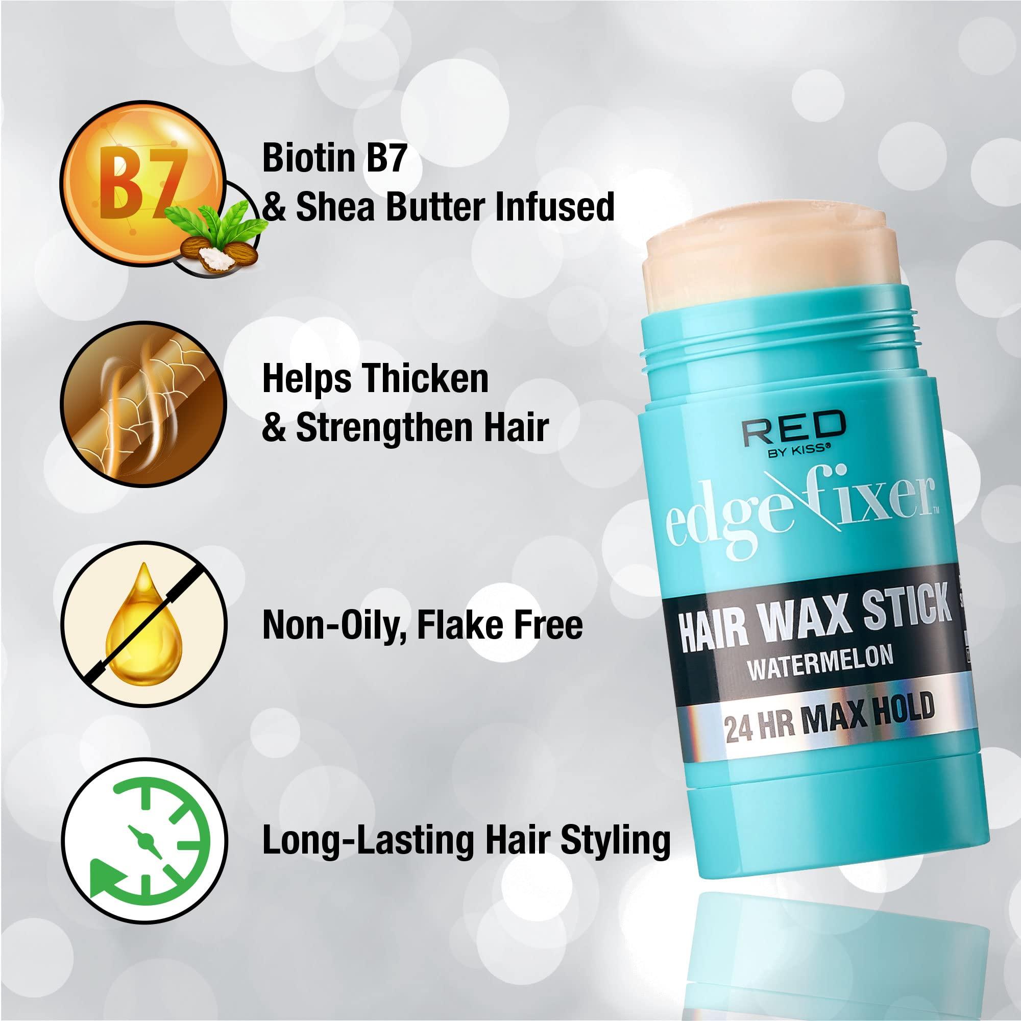 Red by Kiss Red by Kiss Hair Wax Stick 24HR Max Hold Edge Fixer Edge Control Pomade Non-Sticky, Non-Oily Flake Free Hair Styling Wax (Watermelon)