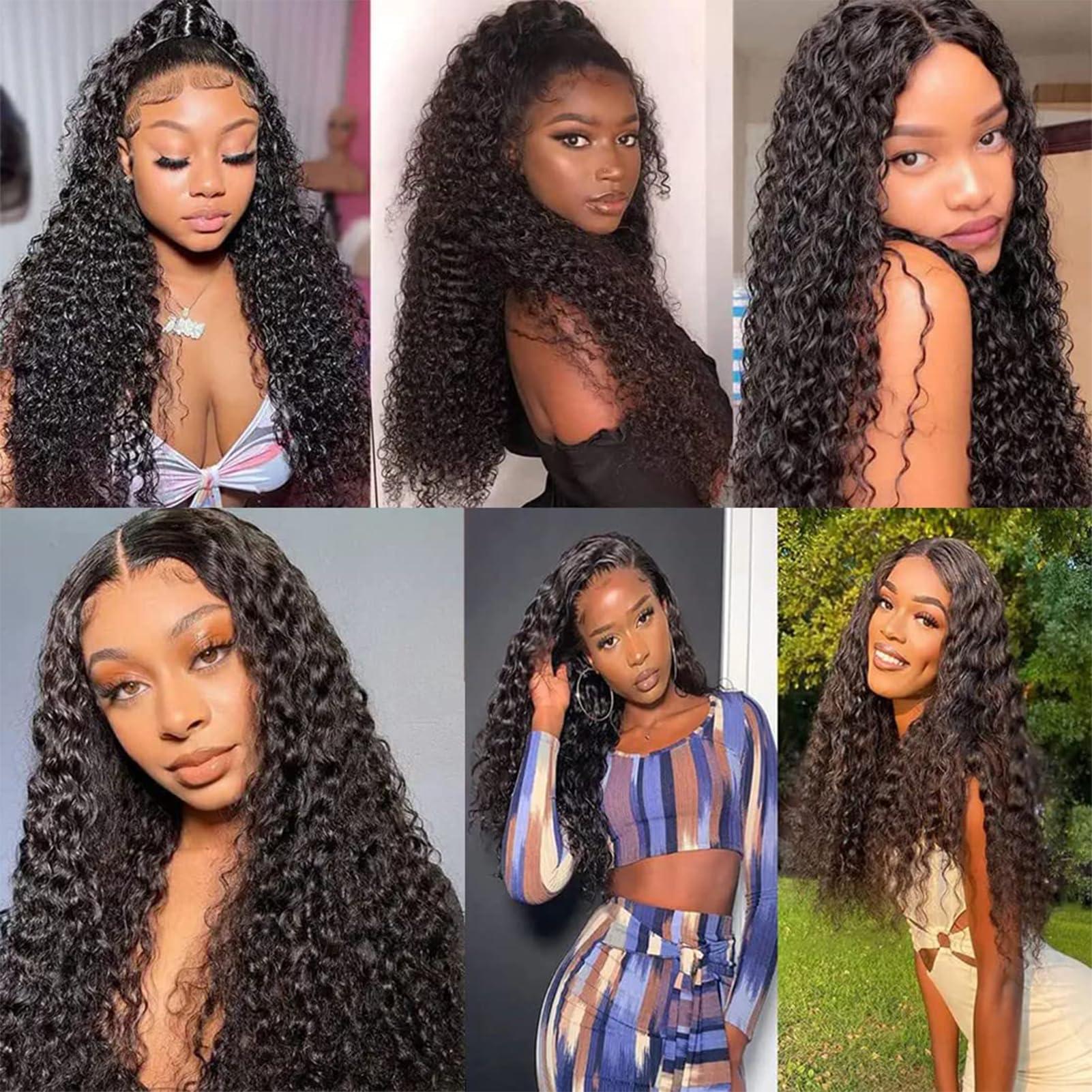 ROYAL IMPRESSION Deep Wave Ear To Ear 13x4 HD Lace Frontal Closure 100% Unprocessed Brazilian Virgin Human Hair Swiss Lace Frontal Closure 180% Density Brazilian Deep Curly Frontal Closures Natural Color (22 Inch)