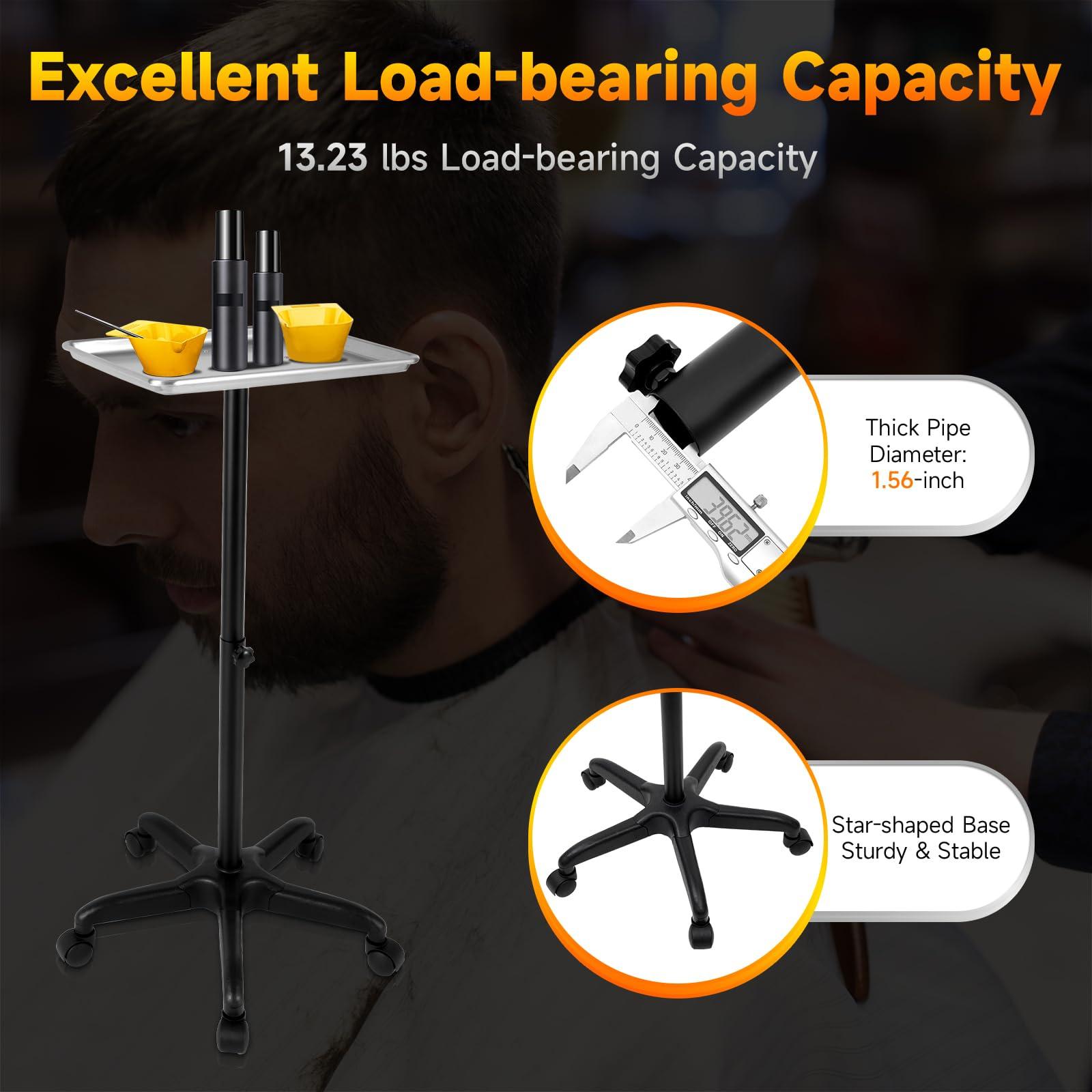 DYRABREST Professional Mobile Beauty Trolley Cart - Aluminum Salon Tray with Silent Wheels, Multi-Functional Rolling Station for Tattoo, Hairdressing & Nail Salon Equipment Storage, (Sliver)