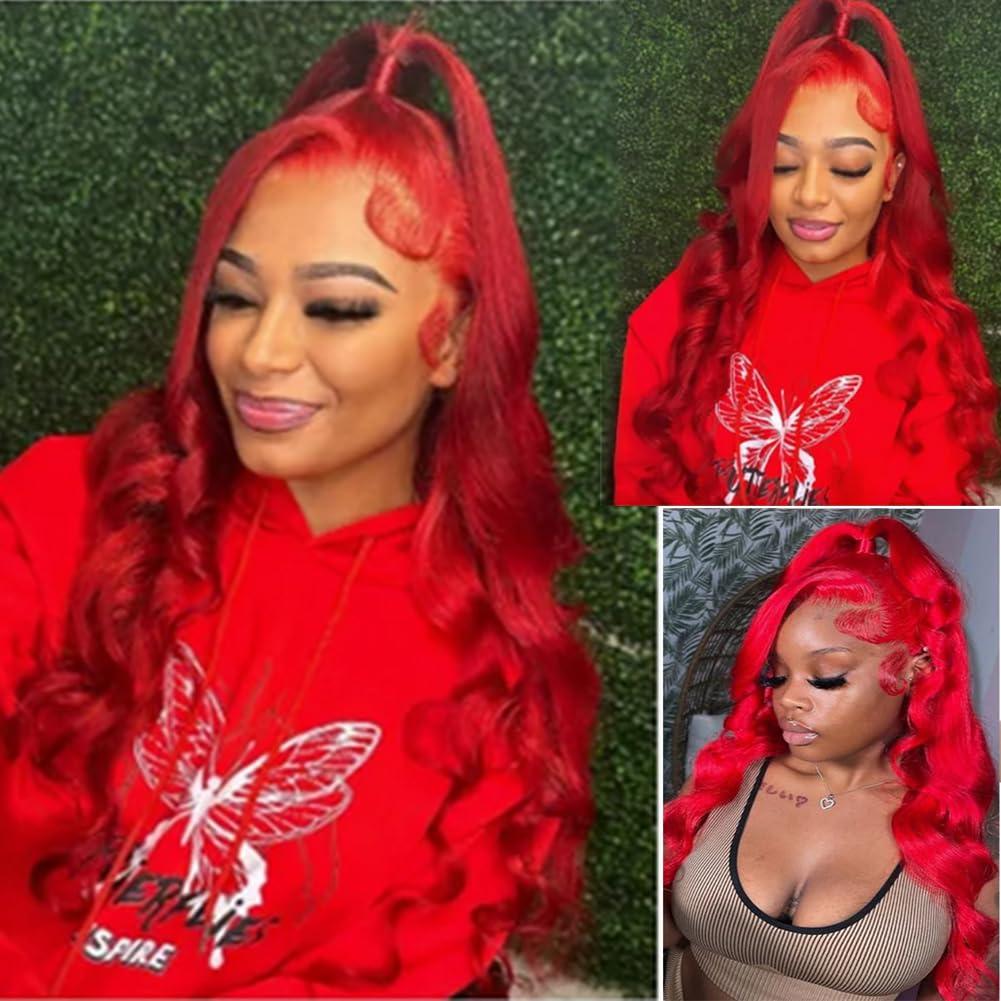 Kiss darling LASHES Red Straight Ponytail Extension Human Hair Wrap Around Ponytail Hair Extensions 22inch 150g Straight Clip Ins Ponytail Human Hair Extensions for Women