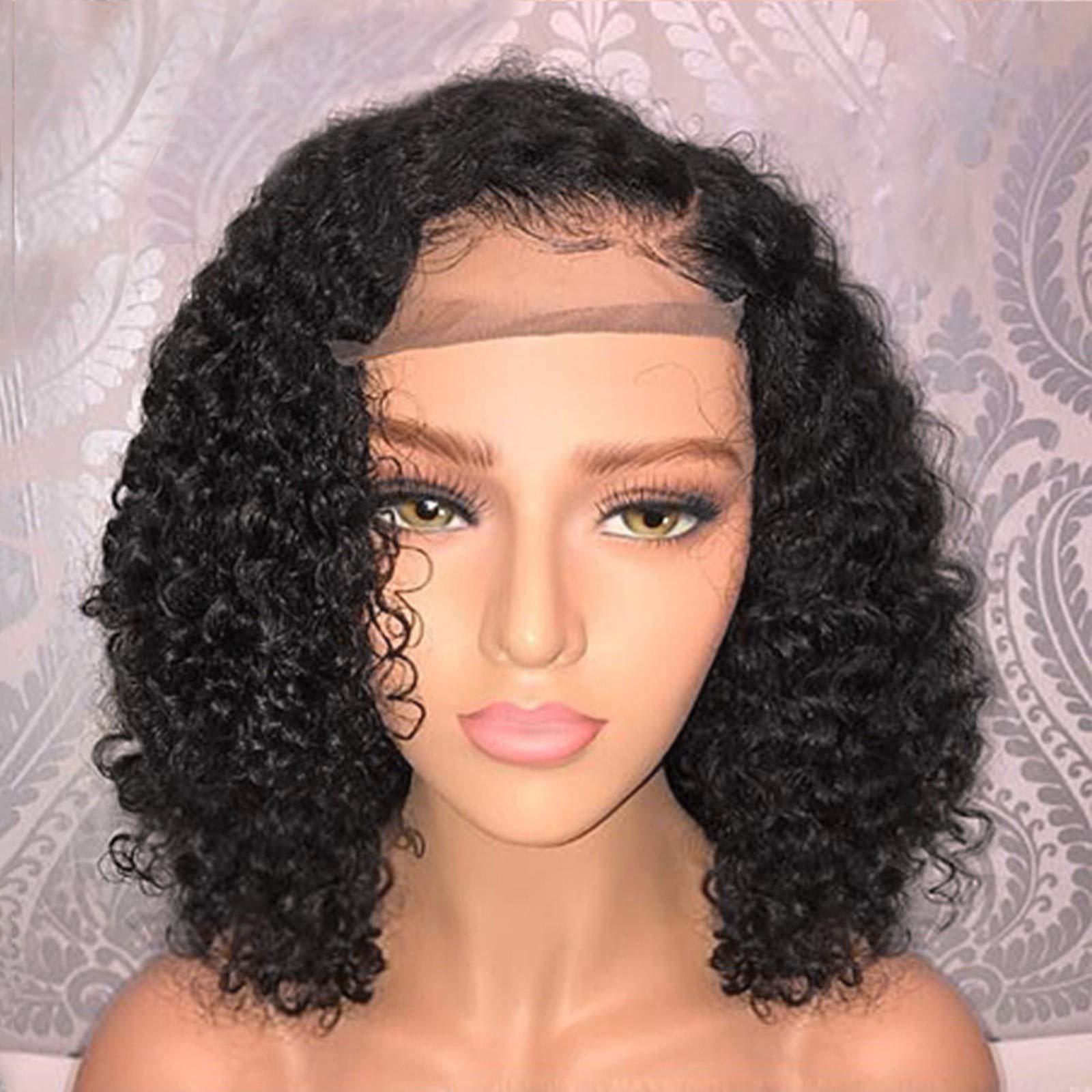Generic Generic Short Curly Wig for Black Women African American Afro Wigs Lace Front Wigs Human Hair BOB Glueless Wigs Human Hair Pre Plucked Pre Cut HD Lace Front Wigs Natural Looking Fiber Wigs bec296)