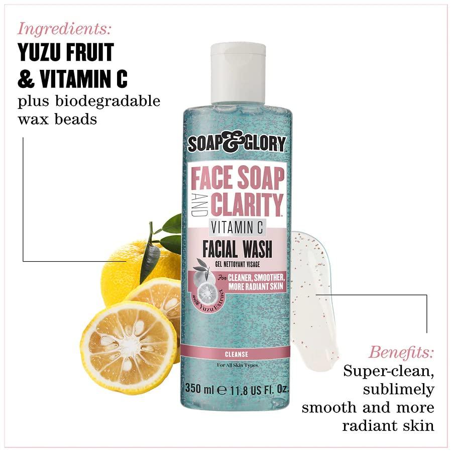 Soap & Glory Soap & Glory Gentle Exfoliating Face Wash & Vitamin C Cleanser - 3-in-1 Exfoliator, Makeup Remover & Hydrating Facial Cleanser for Clean, Smooth & Radiant Skin for All Skin Types (350ml)