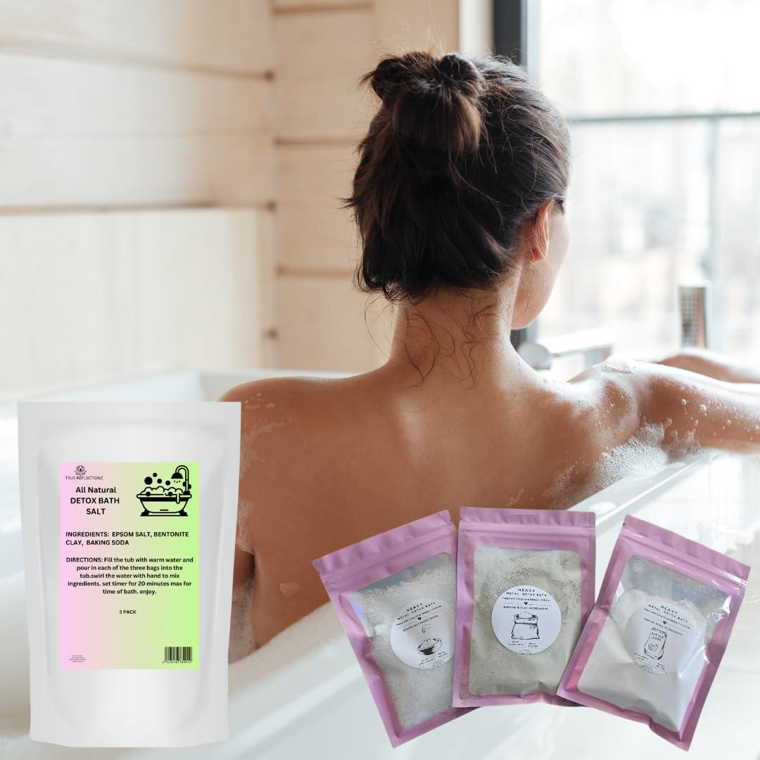 True Reflectionz Natural Bath Detox Heavy Metal Detox Bath Helps with congnitive Delays in Kids No Measuring Required Remove Heavy Metal from Body Remove toxins Epsom Salt, Healing Clay Aluminum Free Baking soda 4lb