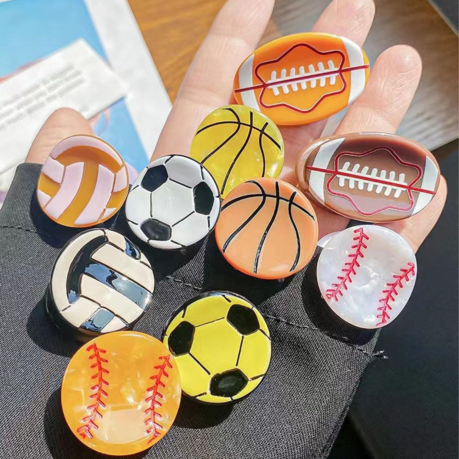 Achstrify Coffee Soccer Hair Clips,Cute Sports Ball Bangs Claw Clips,Balls Shape Hair Claw Clips,Acetate Hair Jaw Clips for Girls,Small Claw Barrettes for Women,Pack of 3 (coffee soccer)