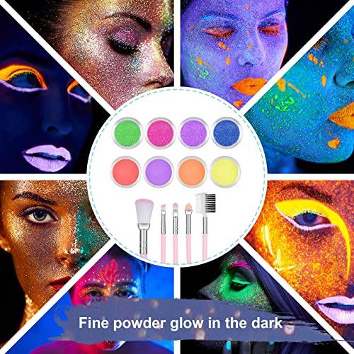 AOMIG AOMIG Glitter Tattoo Kit, Kids Temporary Tattoo Set - 24 Colours Glitter, 8 Fluorescent Powder, 172 Stencils, Unique Body Nail Glitter Safe Body Make-up for Kids and Adults Birthday Party