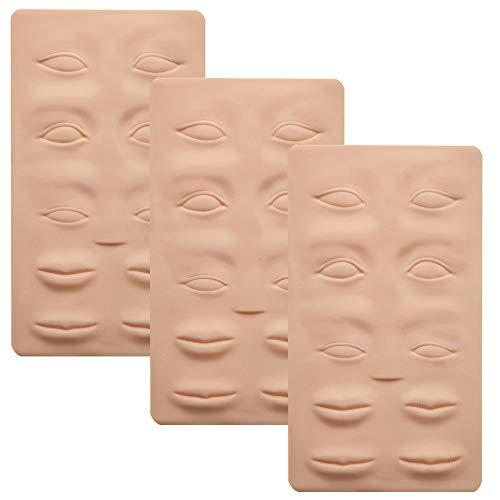 DBQ Tattoo Skin Practice 3pcs 3D Microblading Practice Skin For Eyebrows And Lips ermanent Makeup Brow And Lips Silicone Skin Tattoo Training by Micro-Blading And Needling,Fake Skin Sheets For Beginners