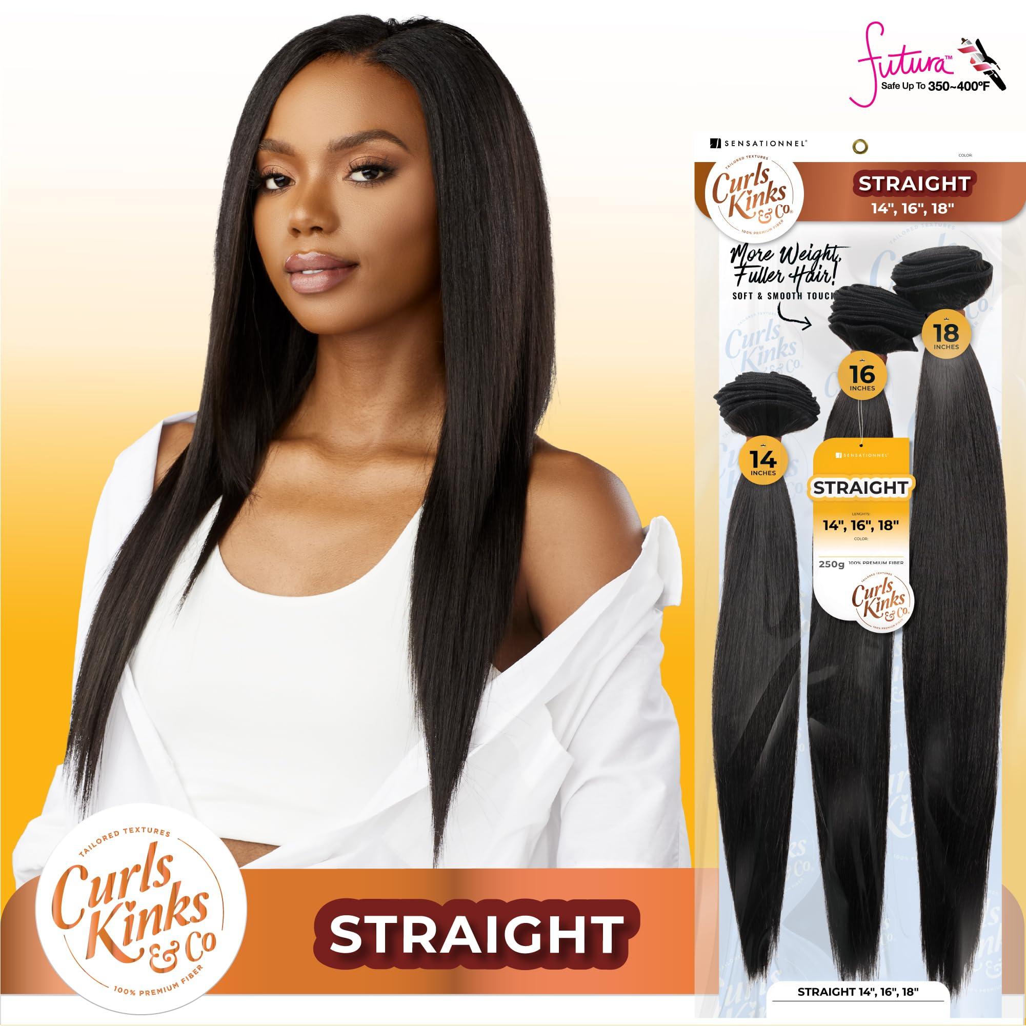 Sensationnel Sensationnel Curls kinksandco synthetic bundles - straight multibundle quick weave hair for natural 3c to 4c hair textures (14 16 18 inch, 4 MEDBROWN)