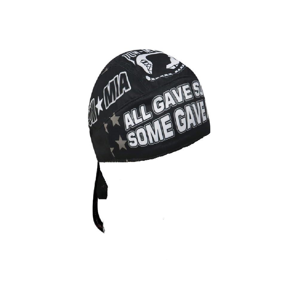 Generic Black White POW MIA Prisoner of War Missing in Action Logo Military Headwrap Head Wrap Durag Doo Rag with Sweatband