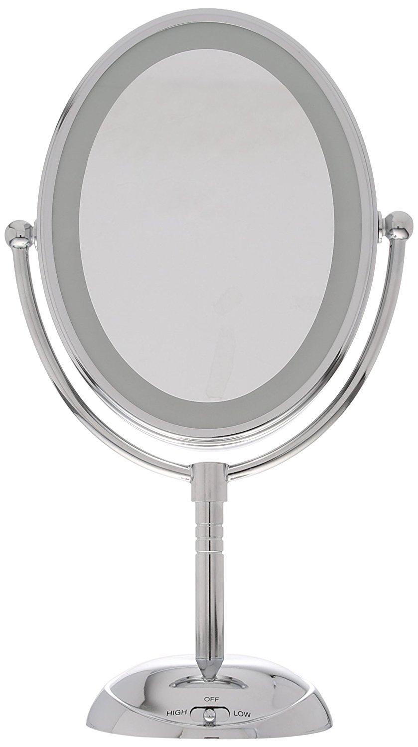 Conair Conair Lighted Makeup Mirror, LED Vanity Mirror, 1X/7X Magnifying Mirror, Double Sided, Battery Operated in Polished Chrome