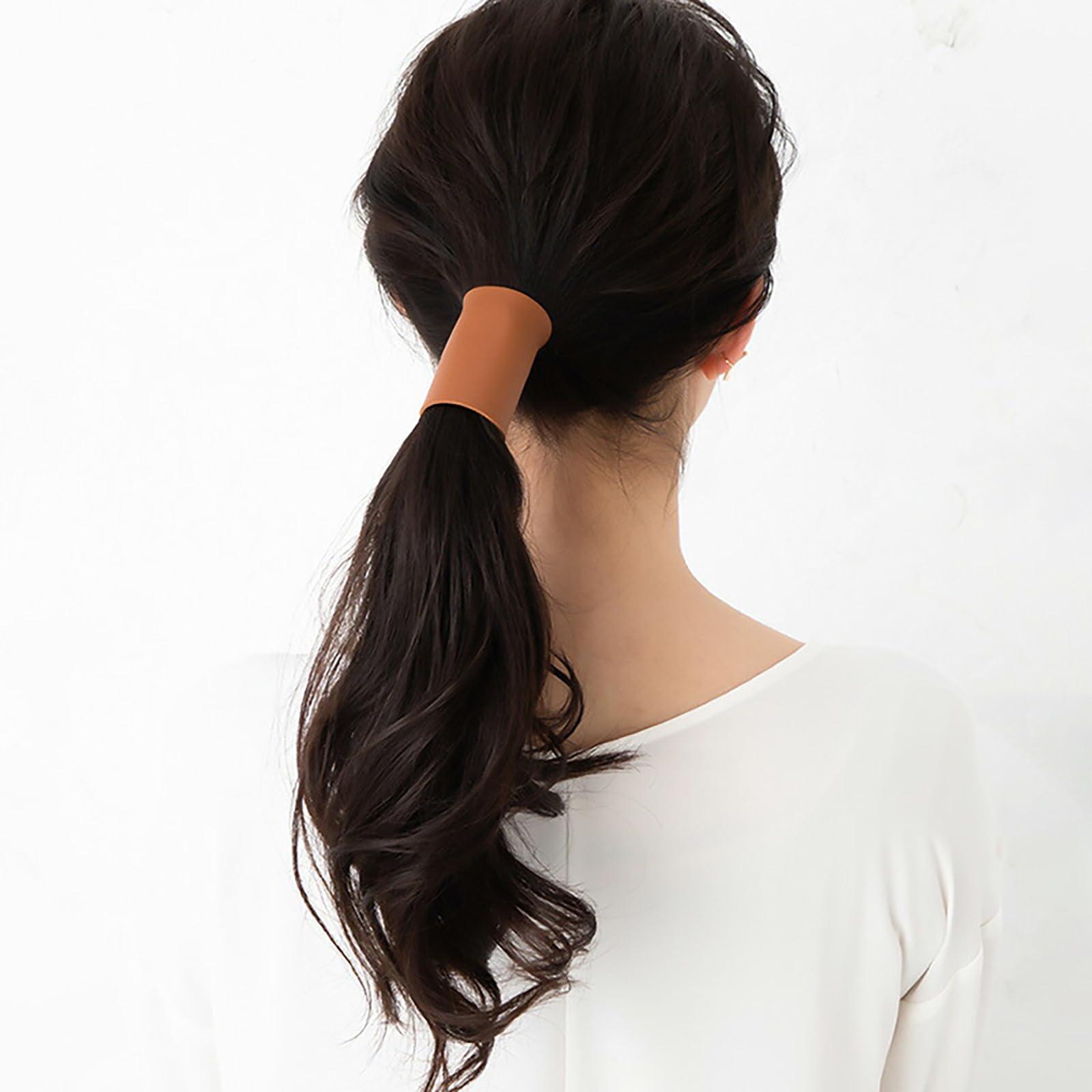 LJJCSFF 2PCS Leather Hair Cuff Hair Glove Wrap Motorcycle Ponytail Holders Leather Hair Wraps Hair Ties Ponytail Wrap Hair Accessories Brown