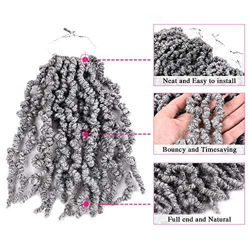 Kori Koli 3 Packs Short Grey Pre-twisted Spring Braids Synthetic Crochet Hair Extensions 10 inch 15 strands/pack Ombre Crochet Twist Braids Curly Twist Braiding Hair Bulk (10“ Pre-twisted (pack of 3), Grey#)