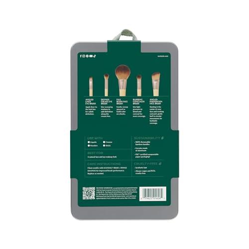 EcoTools EcoTools Makeup Brush Set for Eyeshadow, Foundation, Blush, and Concealer with Bonus Storage Case, Start the Day Beautifully, Travel Friendly, 6 Piece Set