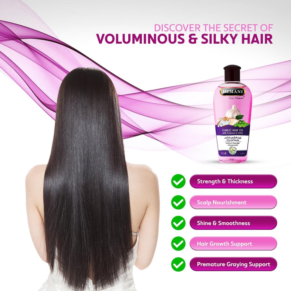 Hemani Hemani Garlic Hair Oil 200mL - Nourish & Strengthen Hair, Promote Hair Growth, Enhance Shine & Luster, Reduce Dandruff & Split Ends, Soothe Scalp Irritations.