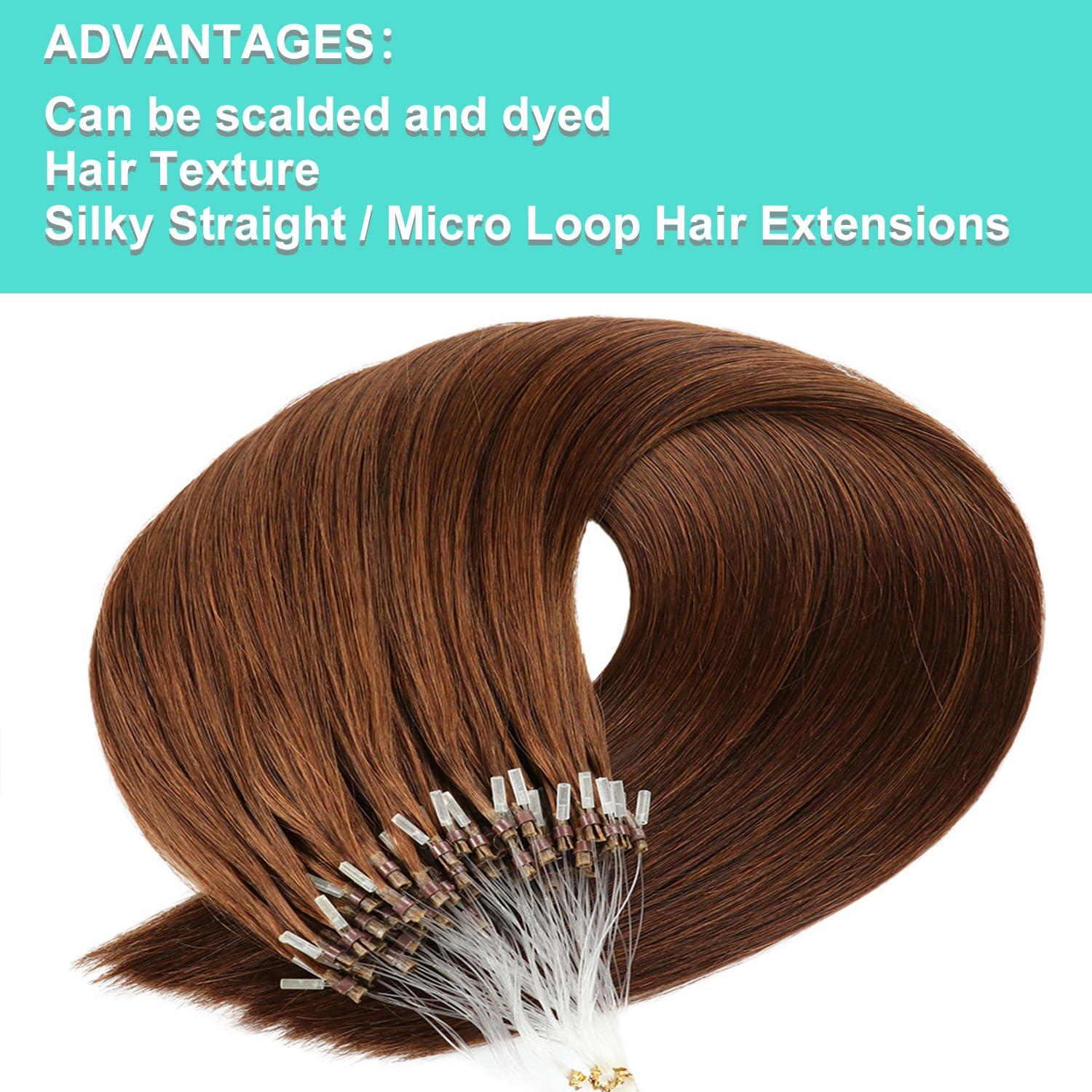 LEJDI Microlink Human Hair Extensions, 50g 100strands Micro Ring Cold Fusion Remy Hair Extension For Women Salon