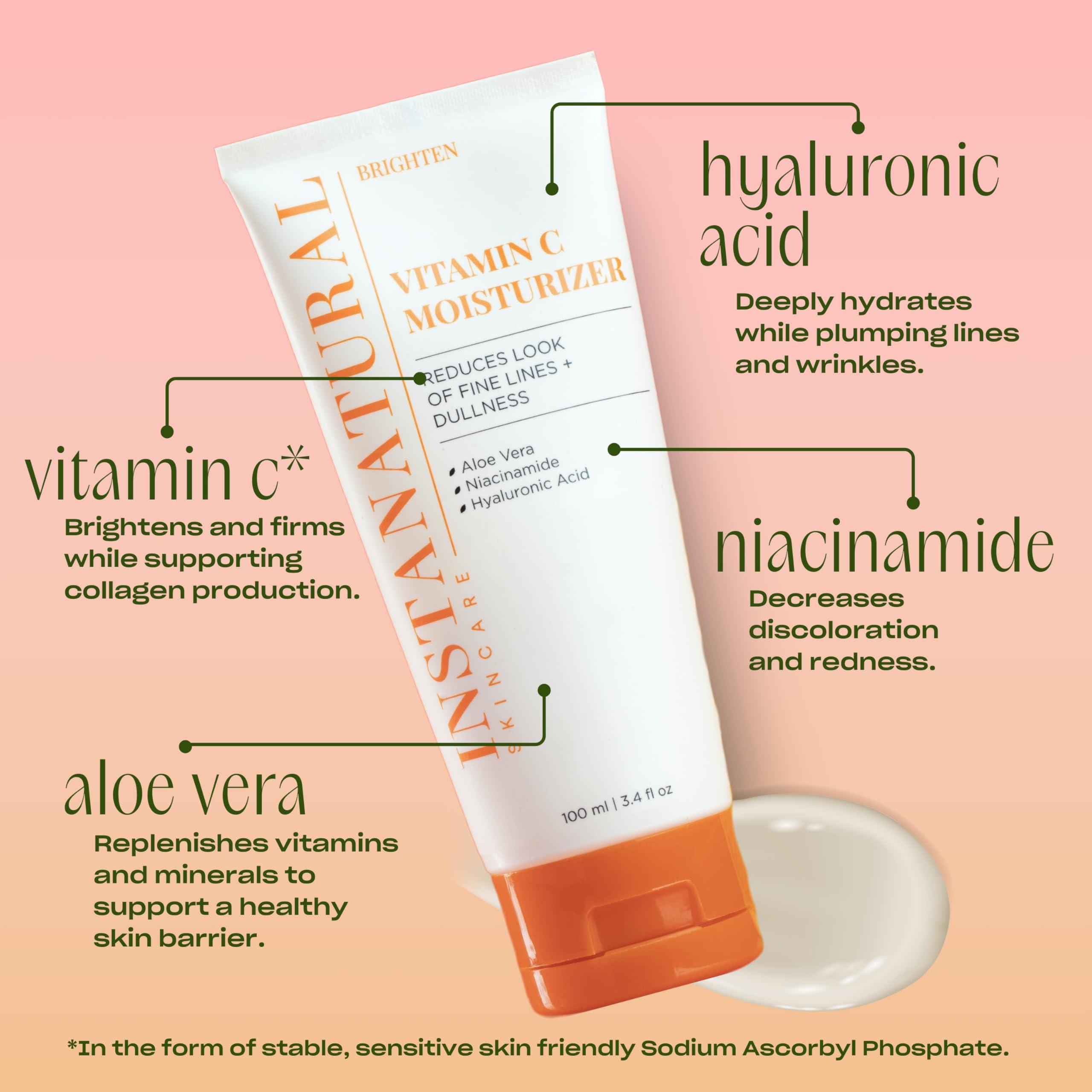 InstaNatural InstaNatural Vitamin C Moisturizer Face Cream, Brightens and Reduces the Look of Fine Lines and Wrinkles, Moisturizing Lotion for Dry Skin, with Hyaluronic Acid, 3.4 FL Oz