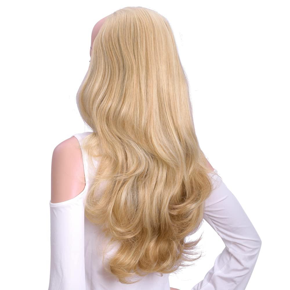 Kori Koli 24 Inch Blond Wavy 3/4 Half Wig Long lightest Synthetic Hair Extensions Capless Wigs Hair Clips Extension For Women 210g24 #3