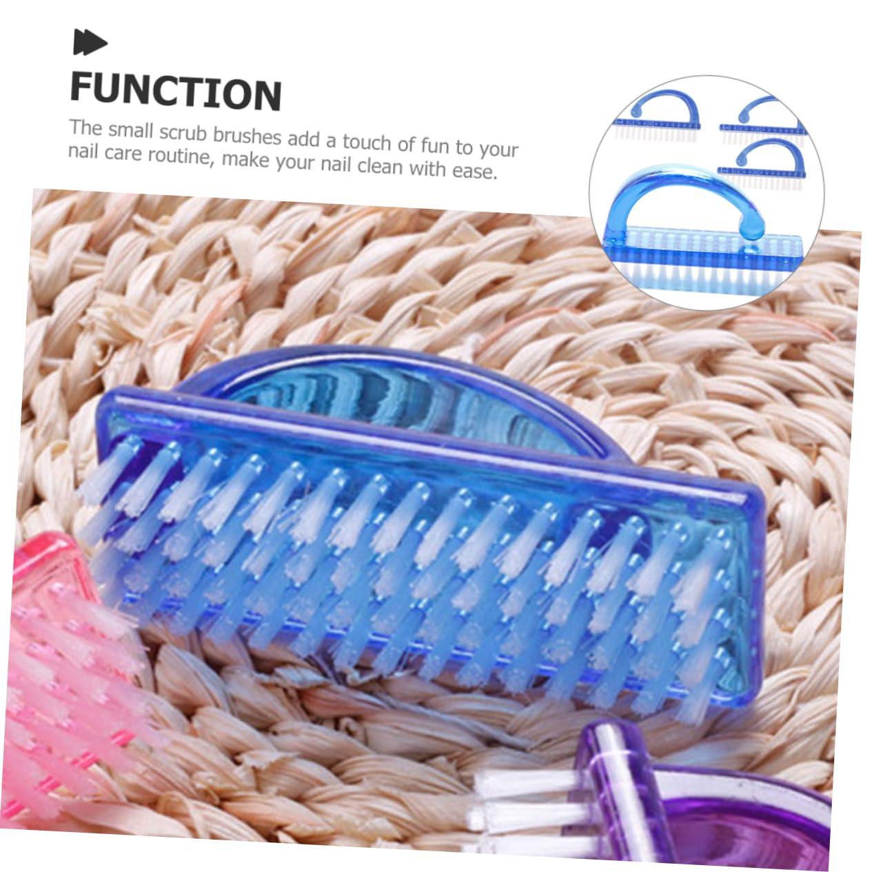 Ipetboom Ipetboom 4pcs Nail Scrub Brush Finger Manicure Scrub Brush Techniques Toe Scrubber Gel Grout Brush Nail Clipper under Brushes Nail Whitener Clean Toenail Brush Impress Block Blue Plastic