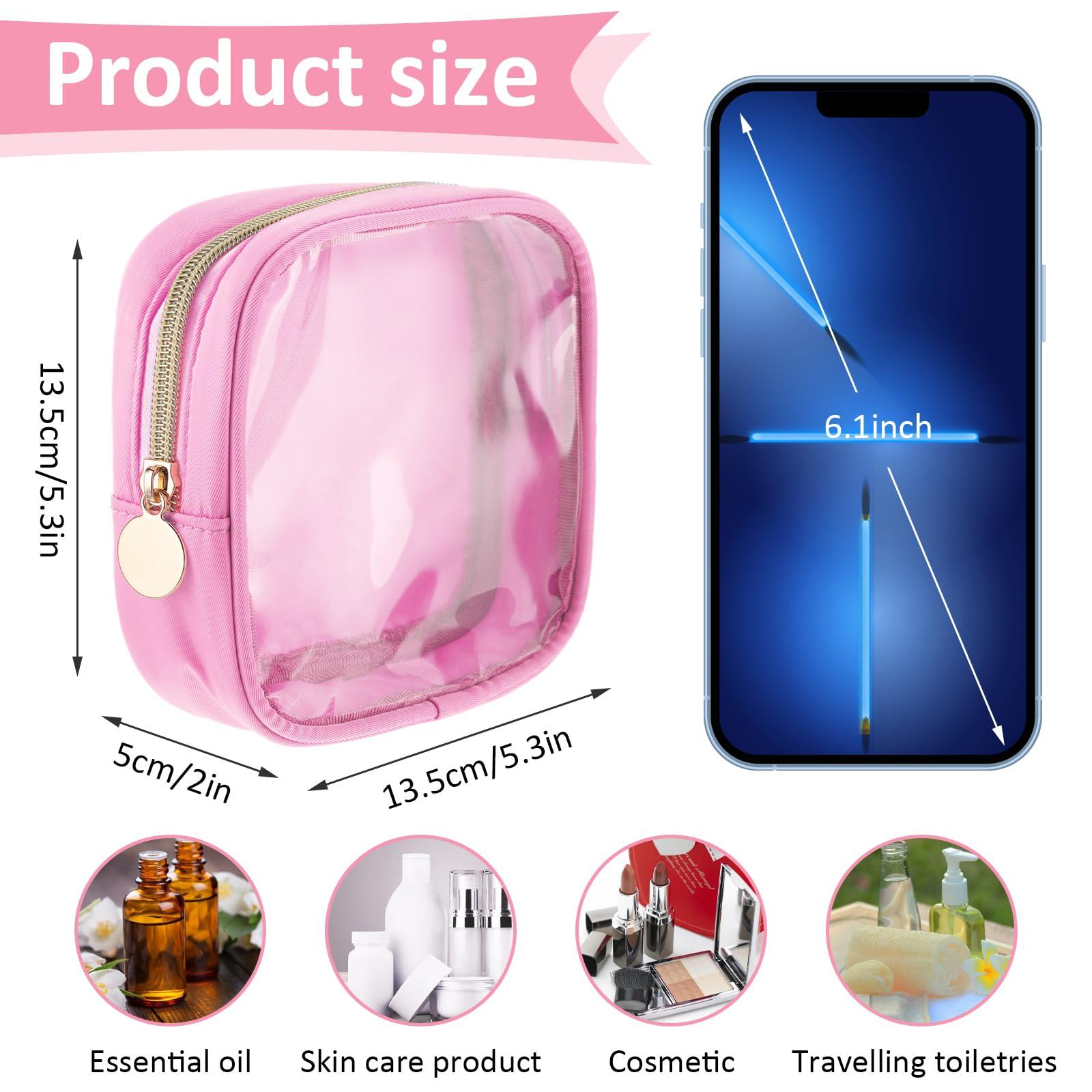 TIESOME TIESOME Small Clear Makeup Bags with Zipper, Cute Waterproof Cosmetic Bag Travel Toiletry Bag PVC Transparent Makeup Organizer Bag Coin Purse Mini Makeup Bag Nylon Travel Pouch for Women(Pink)
