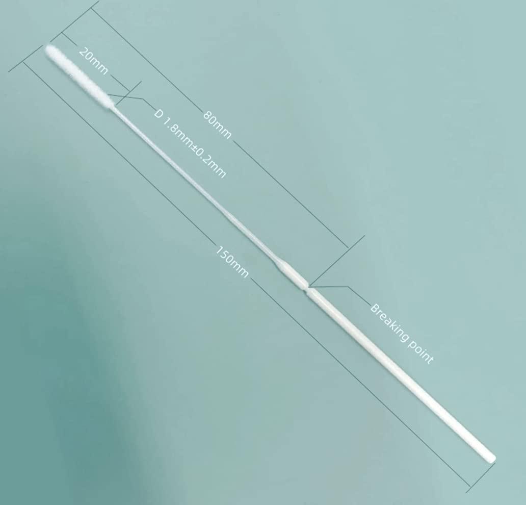 ZK Medical and Healthcare Manufacturing Co. Sterile Nasopharyngeal Swabs - Pack of 100 Flocked Nasal Swabs for Sampling, 80 mm Break Point, Nylon Flocking Tip, White