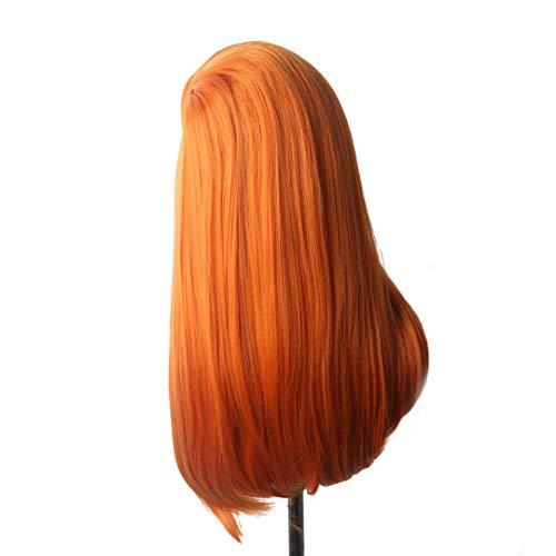 QACCF QACCF Long Straight Side Part Ginger Orange Kim Possible Copslay Wig