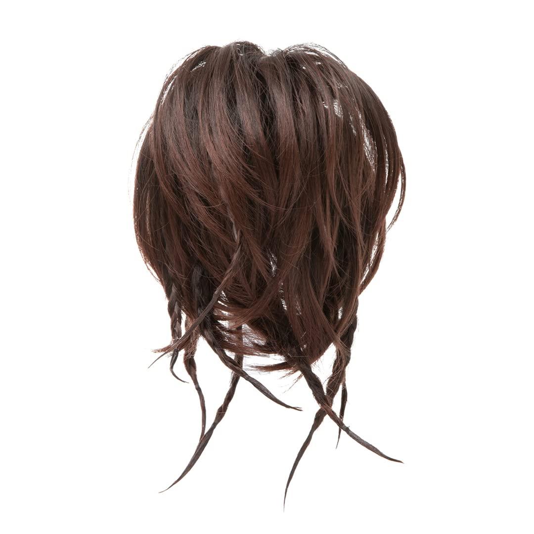 SSJFZM Chignon Messy Braided Bun Synthetic Fake Hair Piece Cover Scrunchie Updo With Elastic Band High Temperature Fiber For Woman 4T33