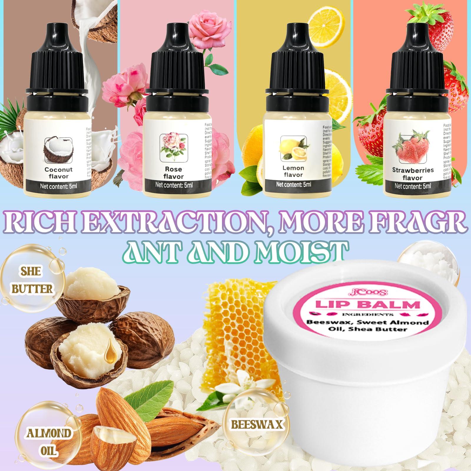 Jcoos Lip Balm Making Kit JCOOS Diy Lip Balm Kit Make Your Own Lip Gloss Making Kit, Moisturizing Lip Balm Base, Natural Beeswax, Lip Balm Containers, Lip Gloss Flavoring Oil, Crafts for Teens, Kids, Adults