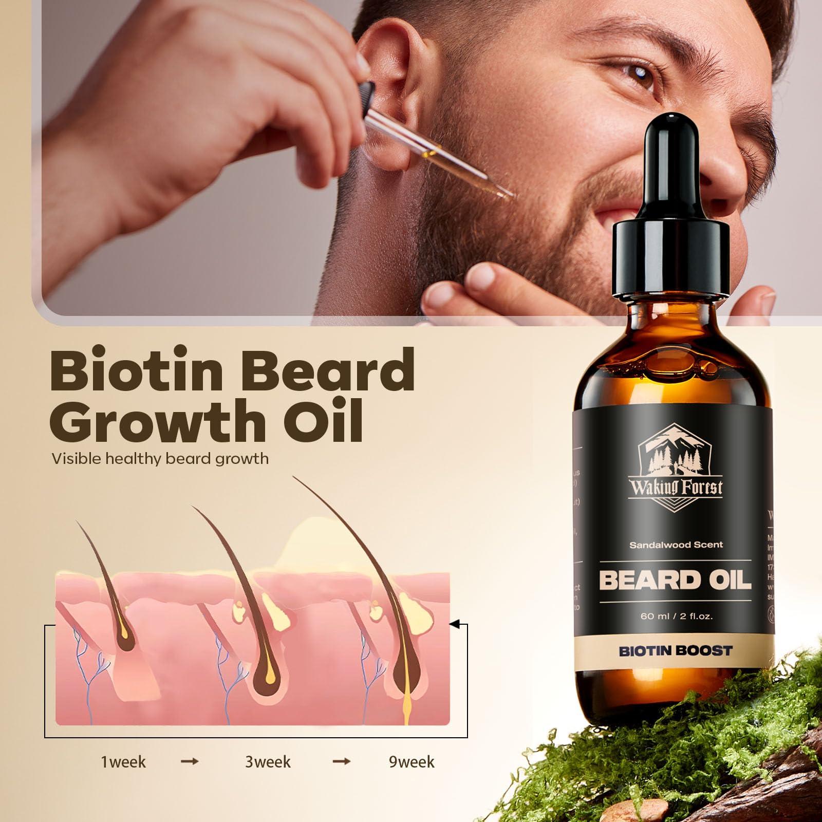 Waking Forest Waking Forest Beard Growth Oil with Biotin Bundle with Beard Oil Sandalwood