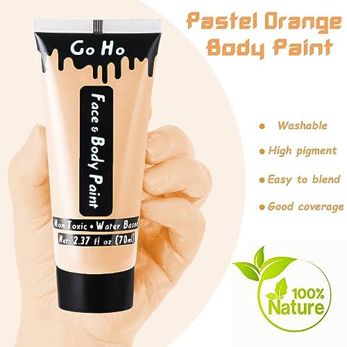 Go Ho Go Ho Pastel Orange Body Paint Washable(2.37 oz,70 ml),Water Based Cream Pastel Orange Face Body Paint for SFX Cosplay Costumes Festivals Halloween Makeup