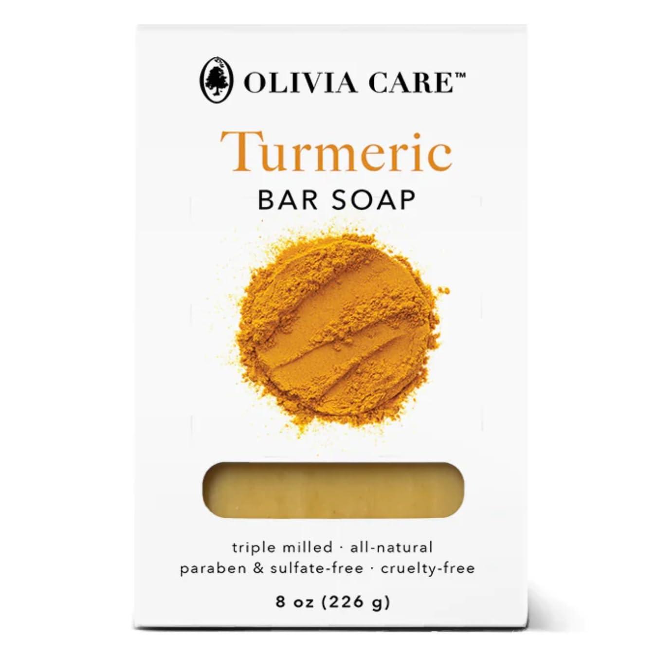 Olivia Care Olivia Care Turmeric Bar Soap -Natural, Vegan & Organic - For Face & Body Exfoliate, Hydrate, Moisturize & Deep Clean - Triple-Milled - Infused with Antioxidants - 8 OZ