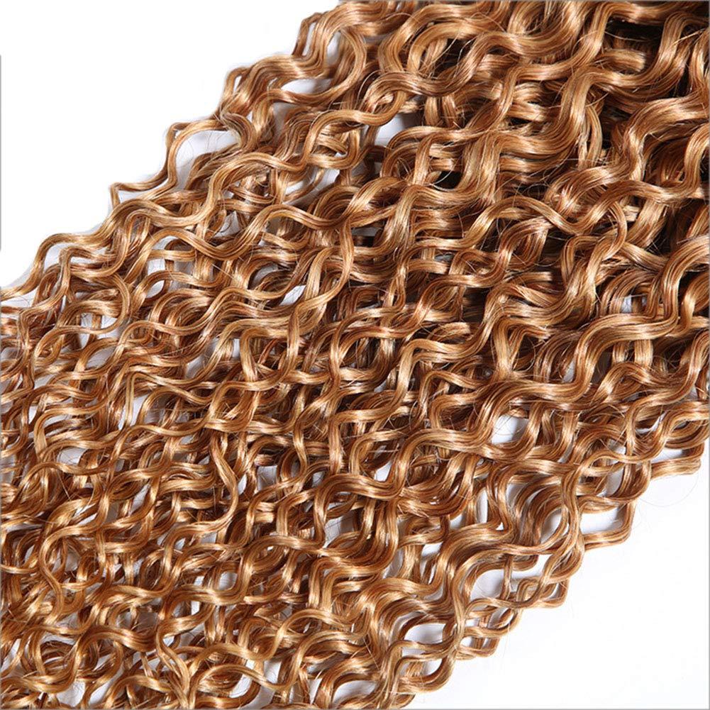 YanT Hair YanT HAIR 8A Grade Ombre Blond Hair Peruvian Virgin Hair Kinky Curly Human Hair Weave Bundles 22 24 26 inches #T1b/27 Color