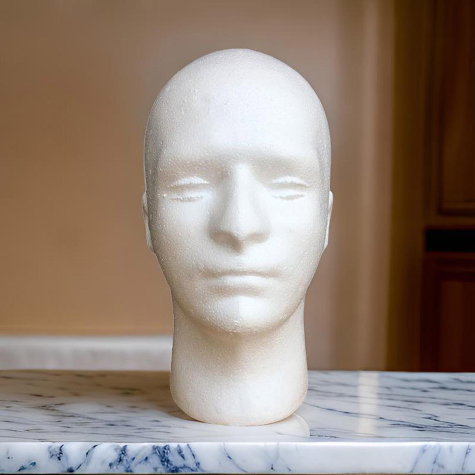 Generic Foam Head Male Styrofoam Head Foam Mannequin Head Stand Wig Mannequin Head for Wigs Wig Head Foam Wig Head Stand Male Mannequin Head Foam Heads for Wigs Display Holder Hats Glasses Display Stand (6PCS)