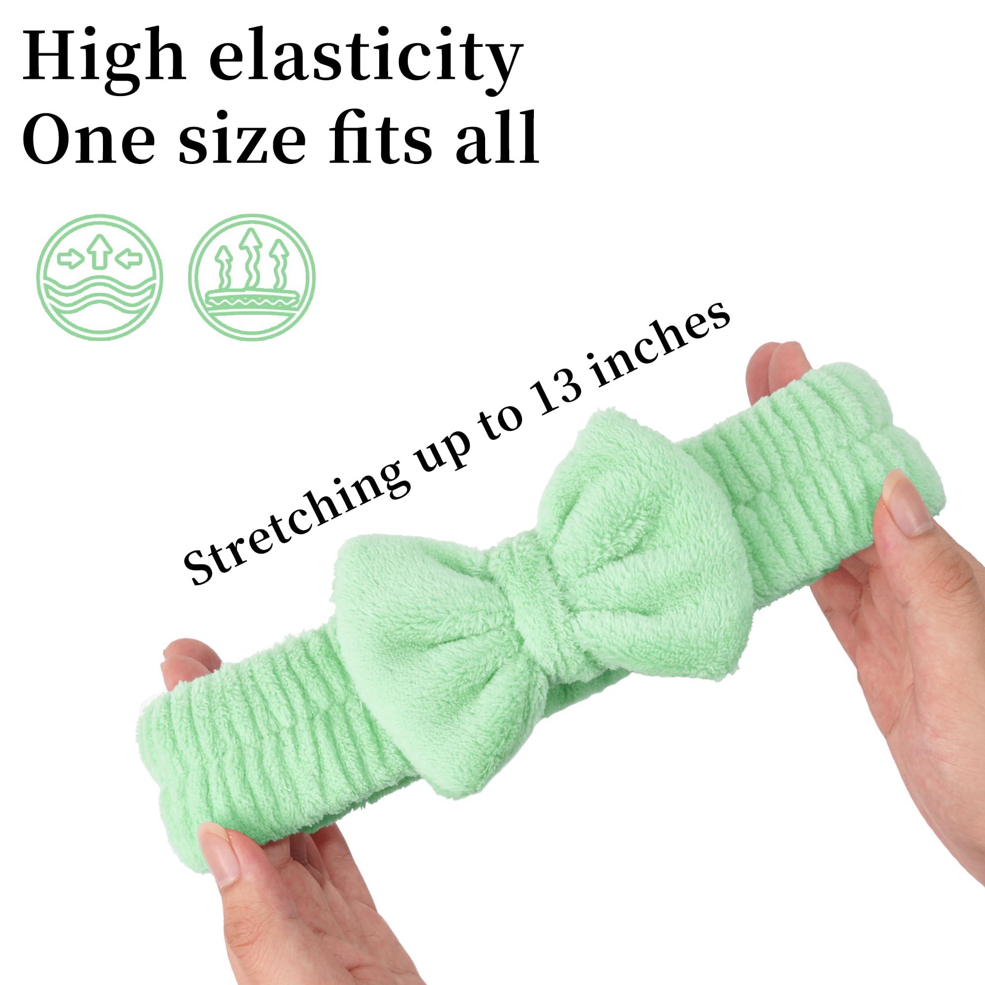 Ayesha Ayesha Green Spa Headband and Wristband Set for Skincare Makeup Headband Wrist Cuffs for Washing Face Bubble Skincare Hairband for Women Girls