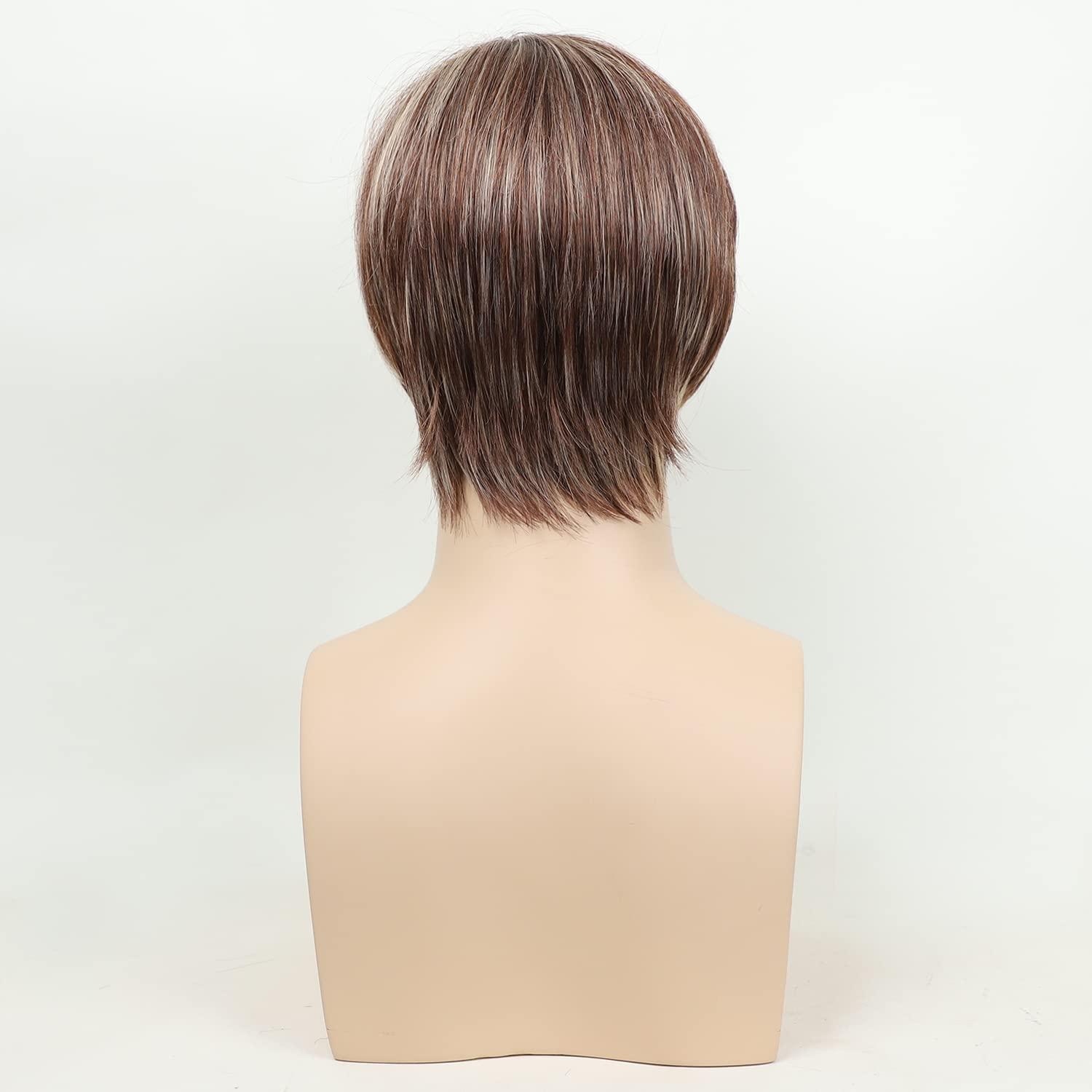 MLDconcinnty MLDconcinnty Men's Wig Slicked-back Side Part Short Brown Mix Blonde Layered Realistic Synthetic Fiber Wigs Daily Use Cosplay Costume Wig