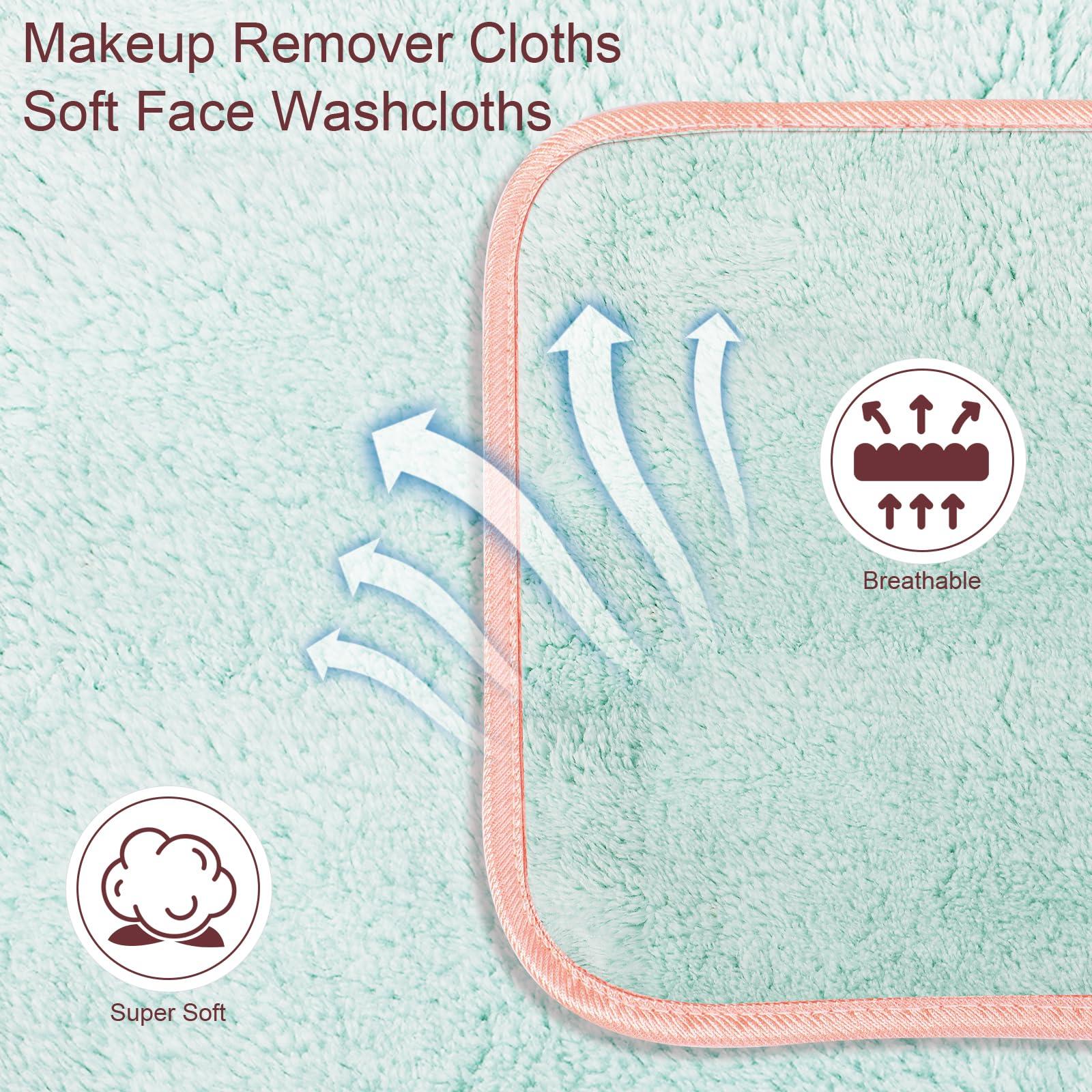 PHOGARY PHOGARY Microfiber Makeup Remover Cloth, 6 Pack Reusable Makeup Eraser Cloth for Face, Microfibre Erase Your Face Washcloths, Make up Cloth Remover Towel - Gentle on Skin (8 x 8in, Green)