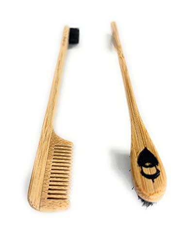 Green Beard Grmng Sapling Mustache Brush & Comb (2-pack) from Green Beard Grmng - Boar Bristle & Bamboo