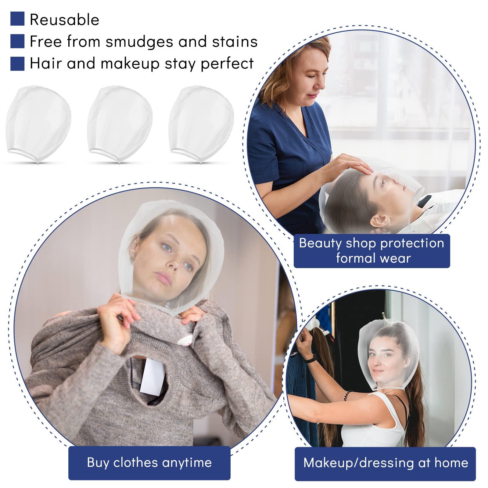 Flutesan Flutesan 3 Pieces Makeup Protector Hood Nylon Chiffon Makeup Hood Zipper Closure Makeup Face Cover for Women Beauty Weddings(White)