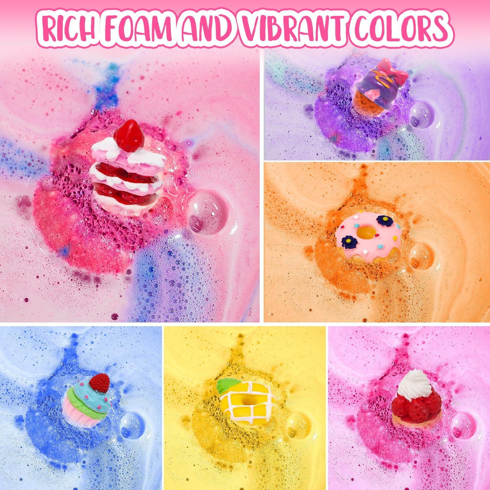 SUPERGFS Bath Bombs for Kids Bath Bomb Gift Set Natural Bubble Bathbombs Fizzy Spa Bath for Kids Girls Birthday Valentines Day Gift