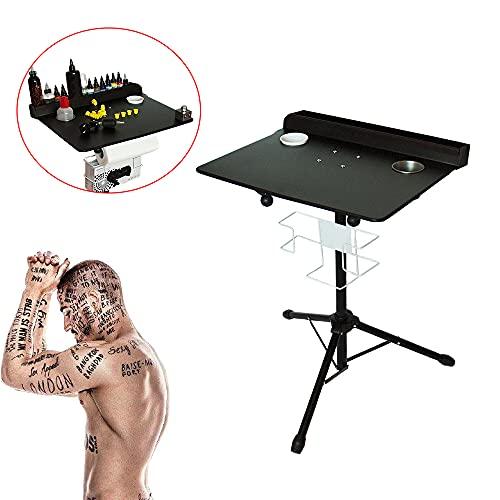 LiFuJunDong Adjustable Tattoo Work Station Arm Rest Stand Iron Tattoo Display Stand Workstation Fixed Desktop With Removable Back Tray For Salon, Studio, Shop, Beauty Salon, 61-107cm Black