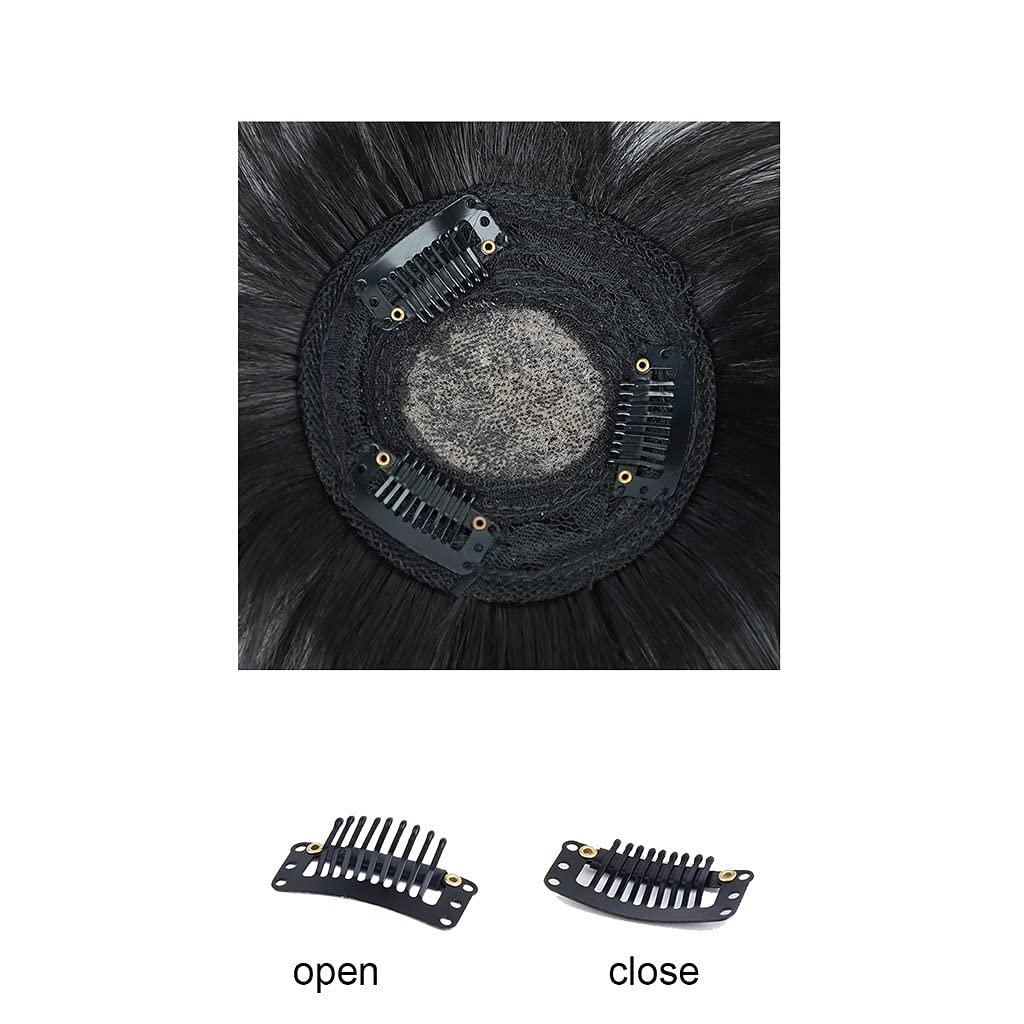 RemeeHi RemeeHi 10 Inch Human Hair Bangs with Top Piece Clip in Seamless Topper&Fringe Extension Real Human Hair 3D Air Bangs -Brown Black