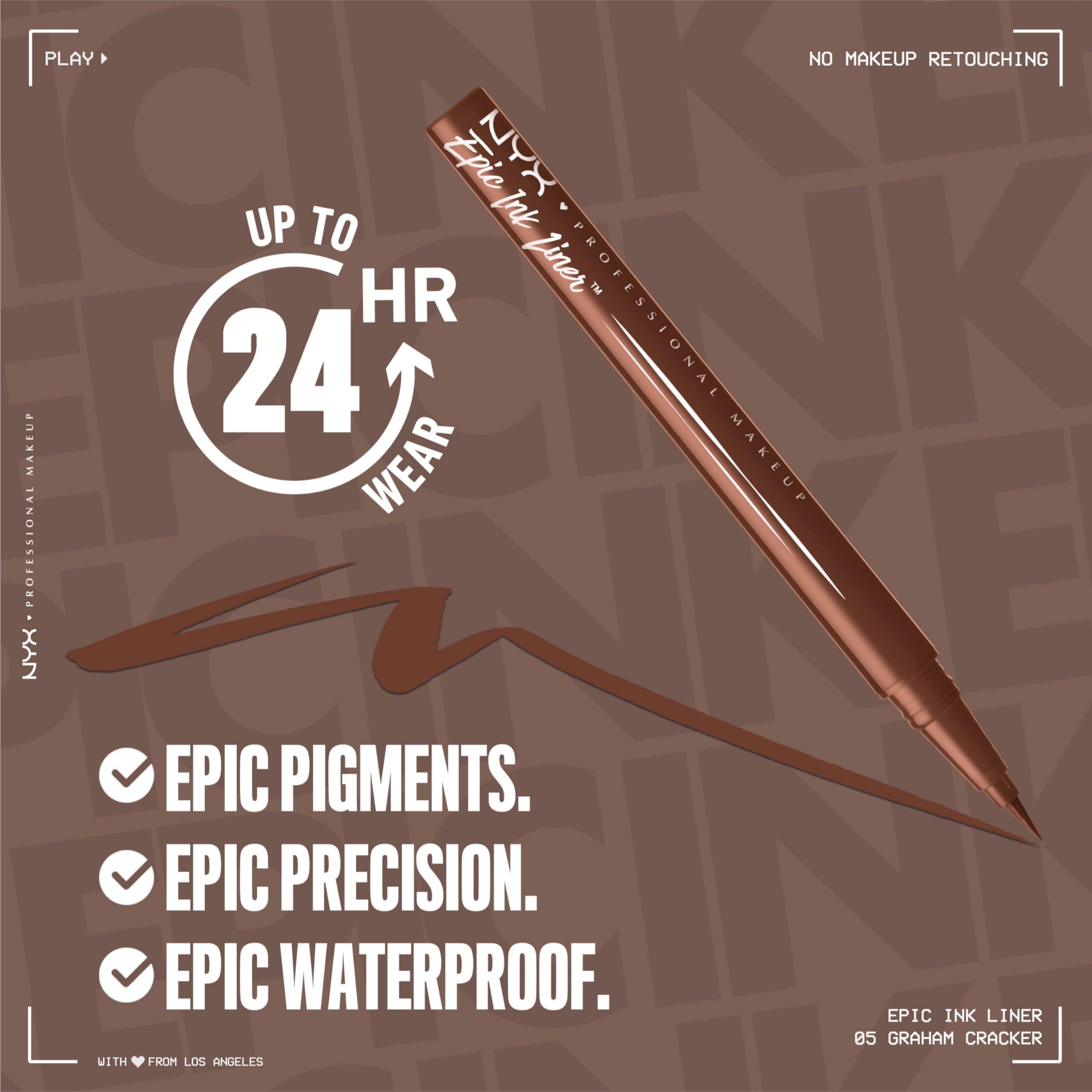 NYX PROFESSIONAL MAKEUP NYX PROFESSIONAL MAKEUP Epic Ink Liner, Waterproof Liquid Eyeliner with Vegan Formula - Graham Cracker (Light Brown Matte)