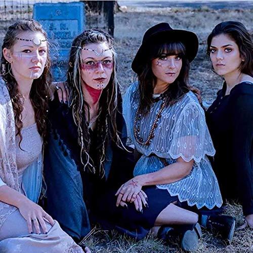 Bomine Bomine Boho Crescent Moon Head Chain Vintage Crystal Headpieces Hair Acessories for Women and Girls (Silver black crystal)