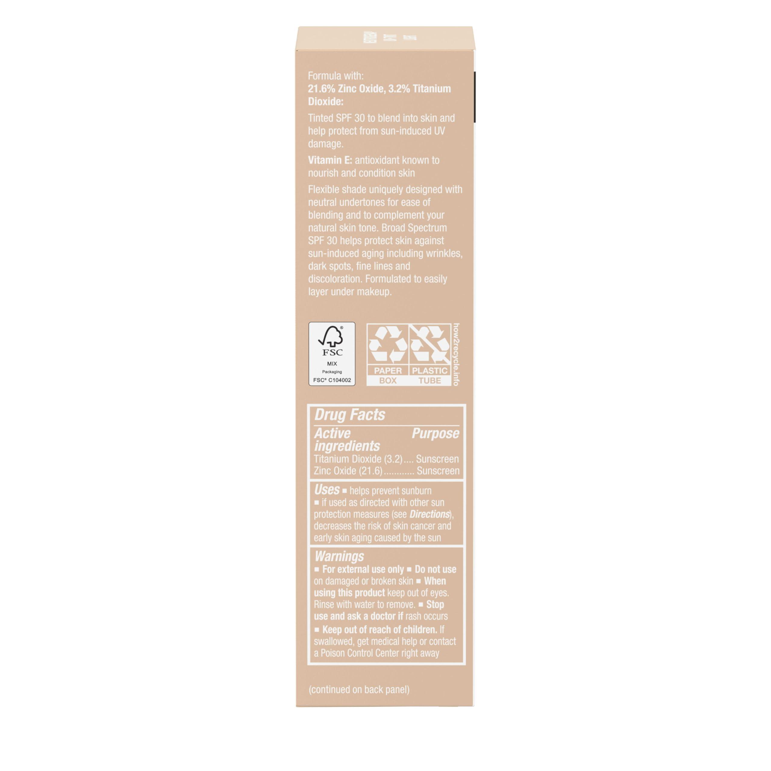 Neutrogena Neutrogena Purescreen+ Tinted Sunscreen for Face with SPF 30, Broad Spectrum Mineral Sunscreen with Zinc Oxide and Vitamin E, Water Resistant, Fragrance Free, Light, 1.1 fl oz