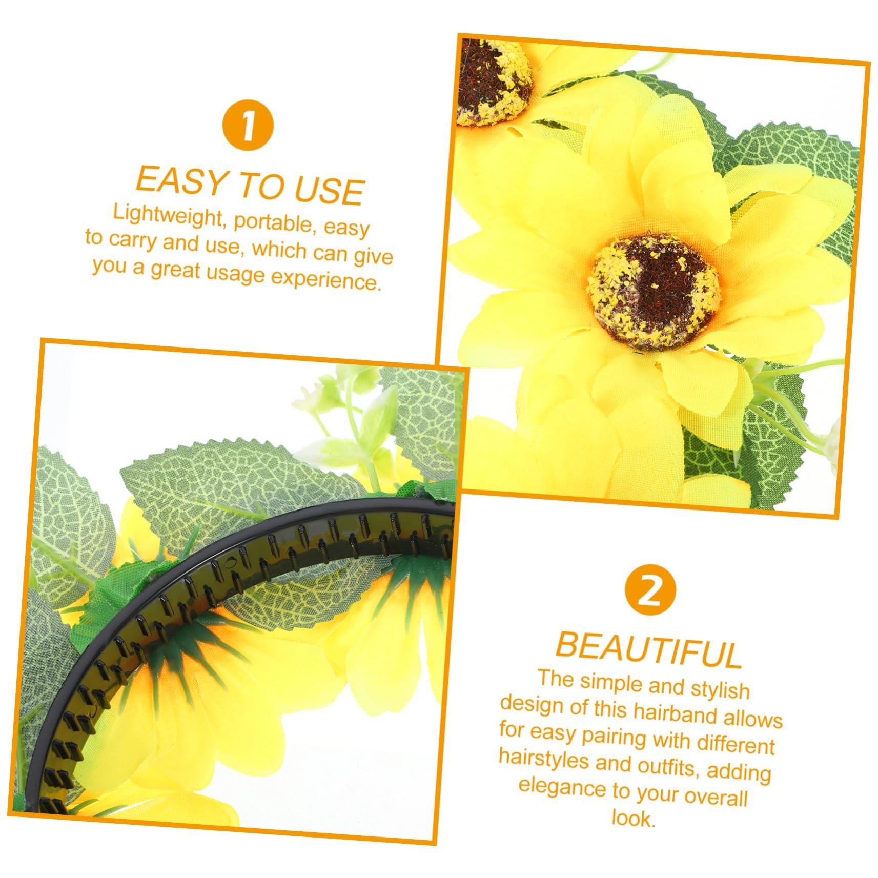 HAKIDZEL HAKIDZEL Garland Headband Boho Decor Flower Headbands 70s Headband Sunflower Hair Accessories Flower Head Bands for Women Flower Headband for Women Bohemian Headband Crown Fabric Miss Daisy