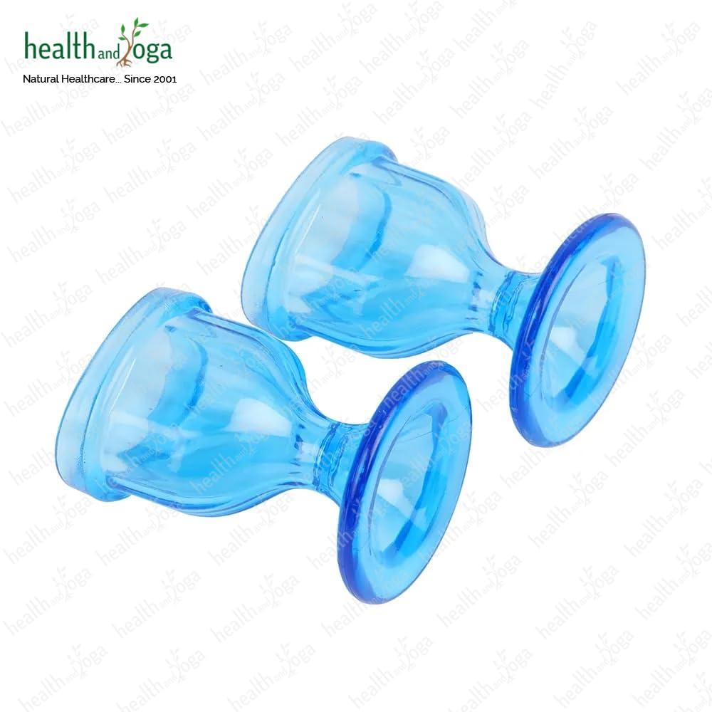 SoulGenie HealthAndYoga ChillEyes Colored Eye Wash Cups for Effective Eye Cleansing - with Storage Container - Eye Shaped Rim, Snug Fit (2 Pcs.)(Blue)