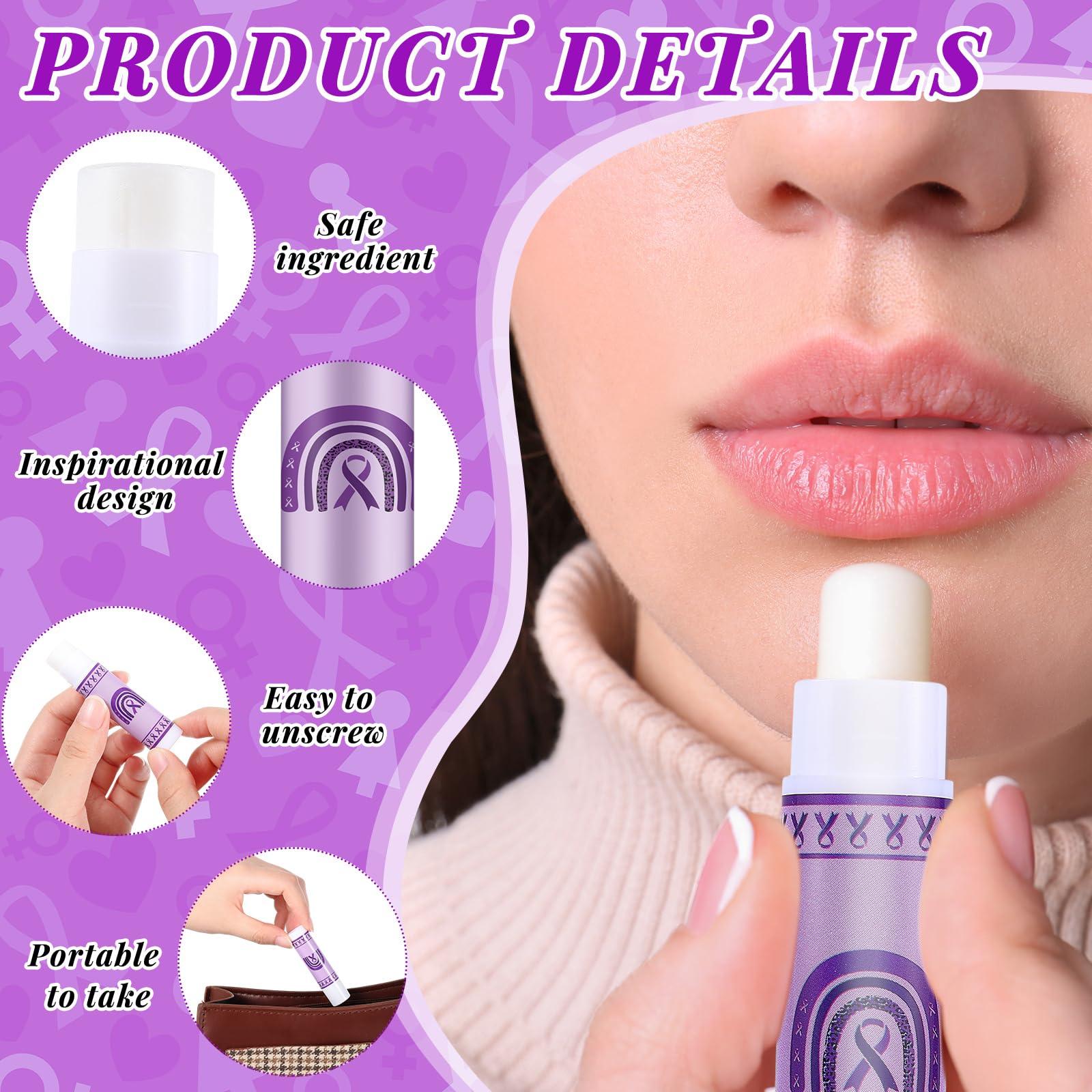 Linyuthia Linyuthia 50 Set Purple Ribbon Awareness Lip Balms Gifts 50 Organza Bags 50 Purple Awareness Ribbon Pins Raise Awareness for Domestic Violence Pancreatic Cancer Lupus Alzheimer\'s Overdose Awareness