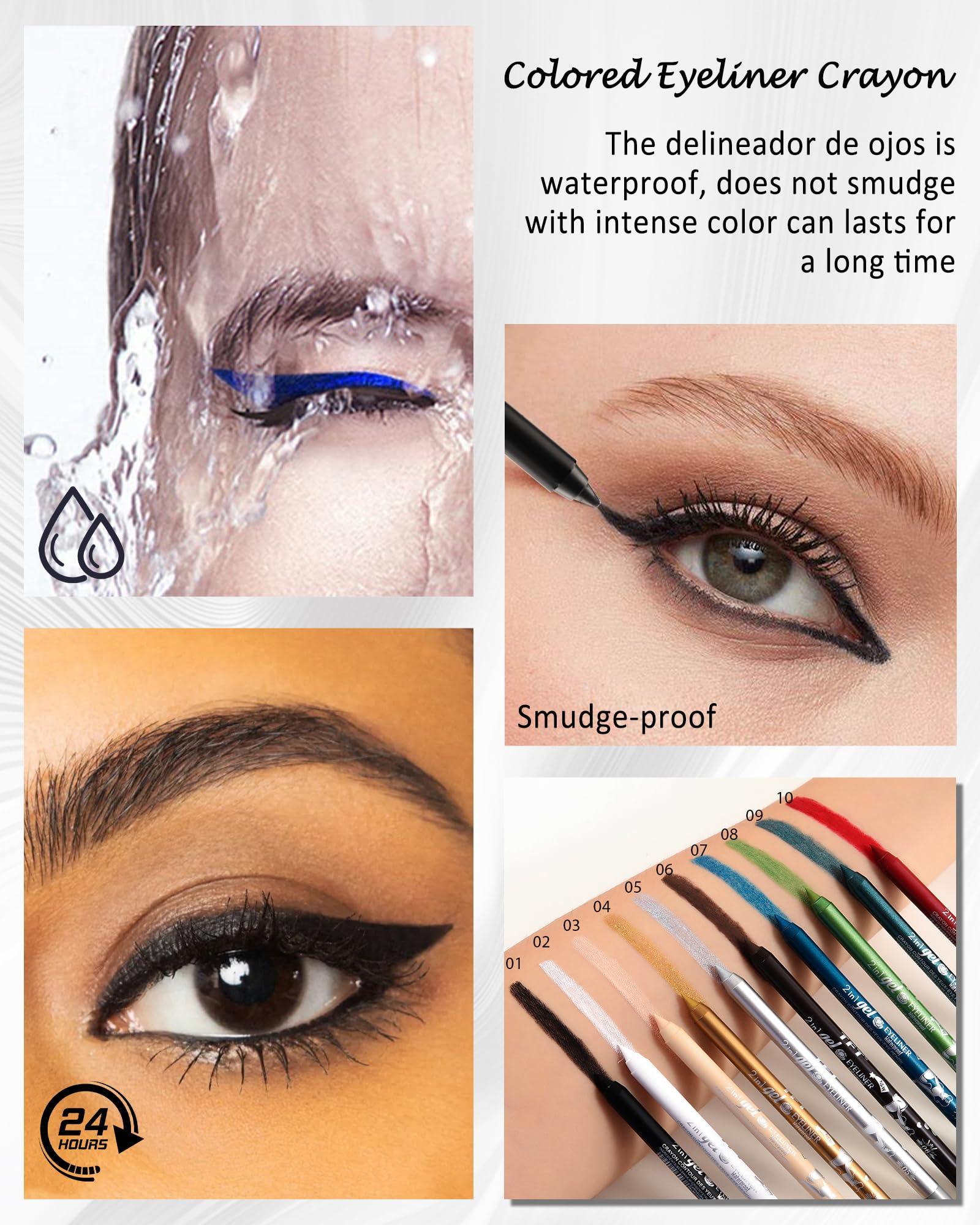 Lestpola Teal Eyeliner Pencil Gel, Multi-Use Cream Eyeliner Waterline Waterproof Smudge-Proof Long Lasting, Eye Liner Brightener Pencil with Sharpener, High Pigmented Cruelty Free Colored Delineador De Ojos-09