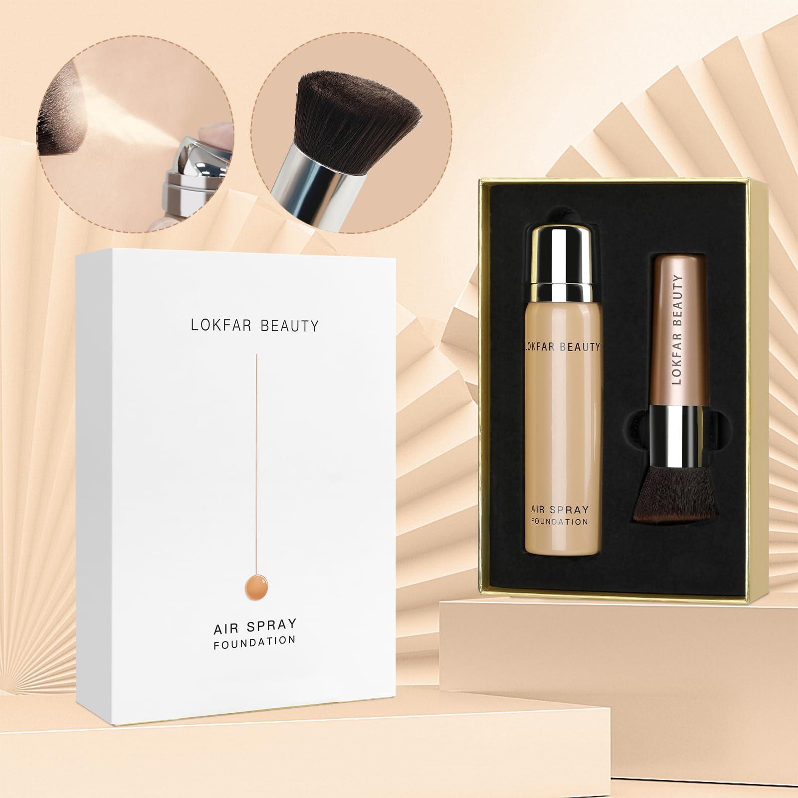 LOKFAR LOKFAR AirBrush Foundation Spray, Silky Mist Spray Makeup Kit with Brush, Full Coverage Foundation for Smooth Radiant Finish, Formula Breathable Lightweight Hydrating | #04 Buff Beige