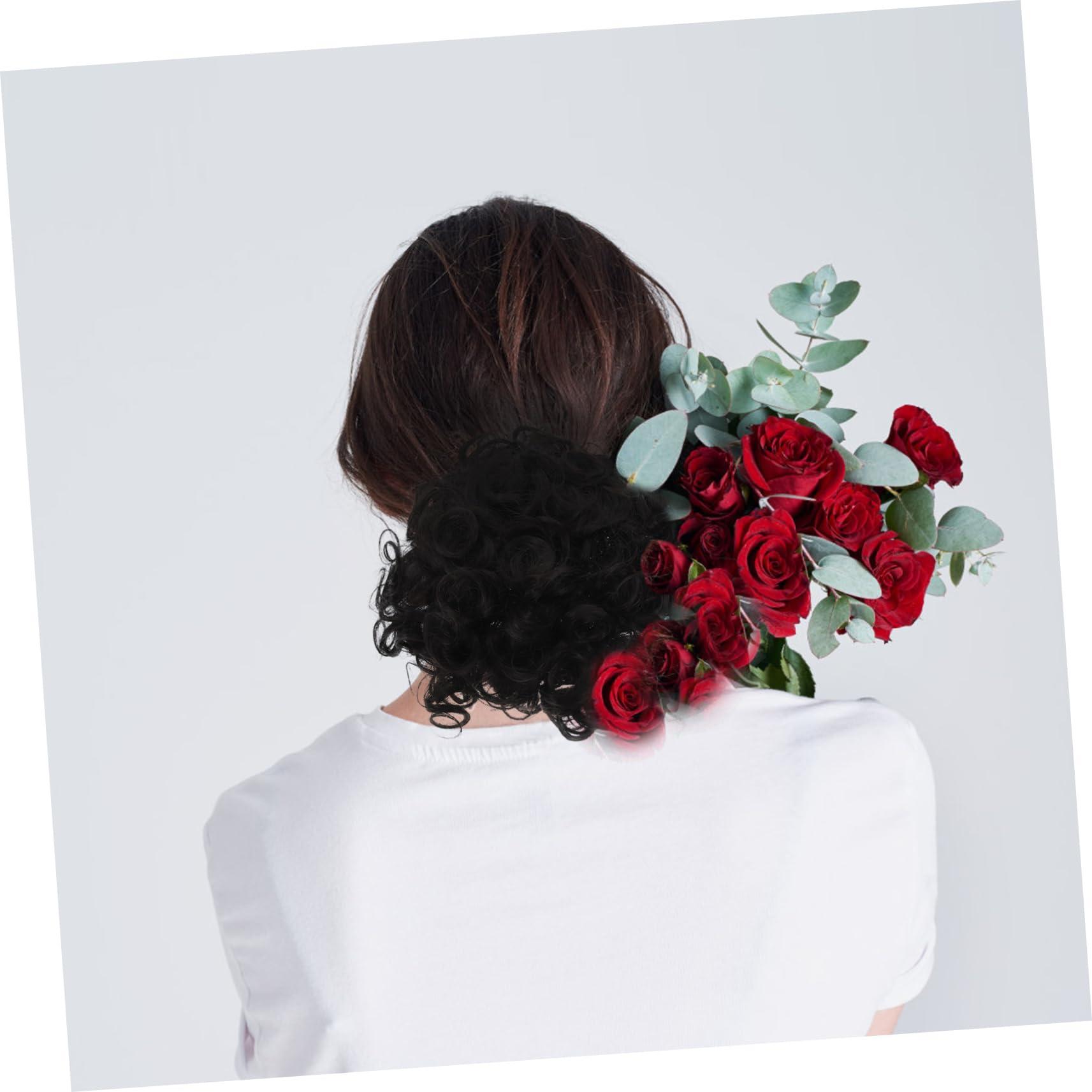 FOMIYES FOMIYES 2pcs Piece messy hair bun scrunchies human hair scrunchie hair bun extensions updo hair bun ponytail wig curly wigs fake buns Miss hair accessories High temperature wire drawstring