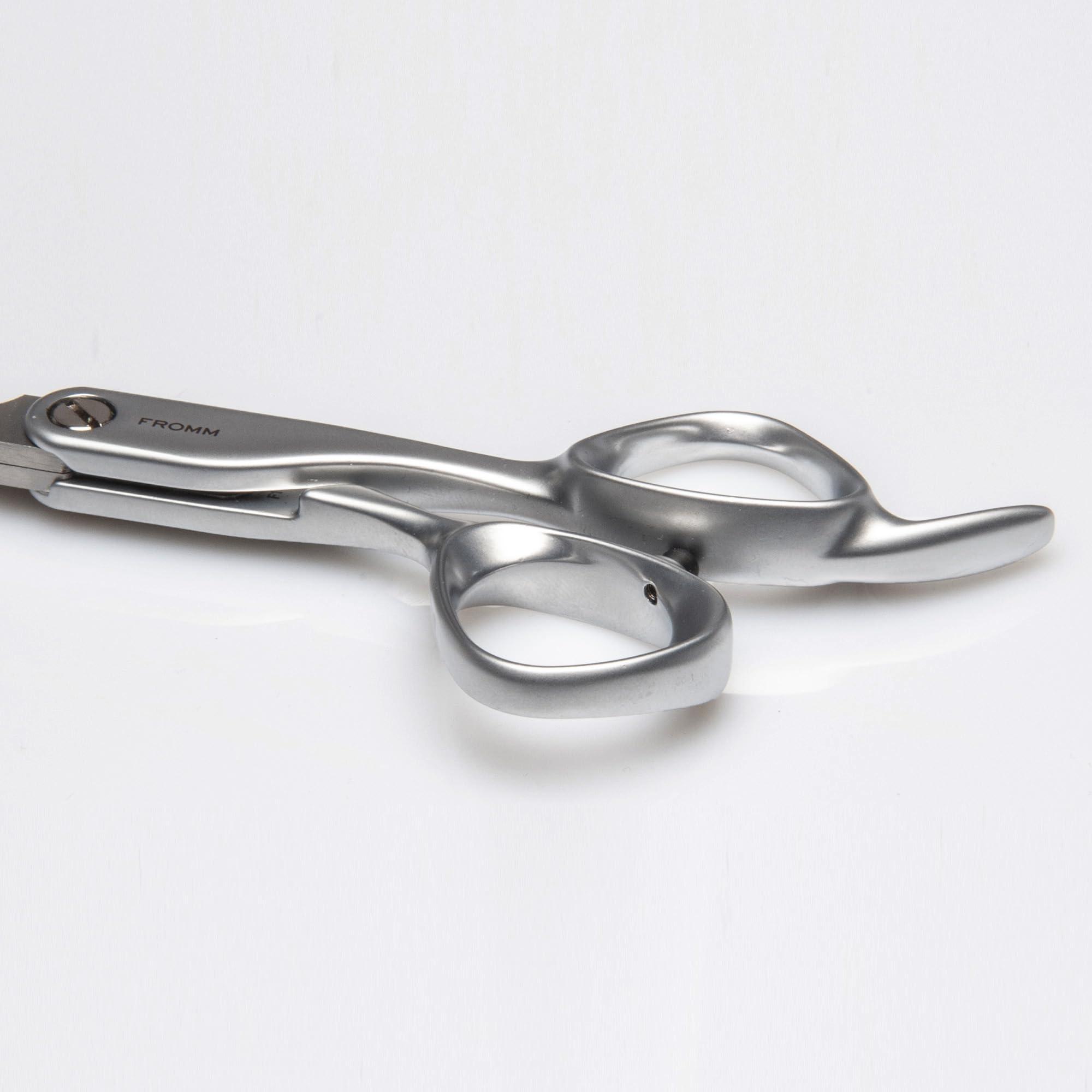 Fromm Fromm Transform 5.75\" 28 Tooth Thinning Shears for Haircutting Wet and Dry Hair, Polished Silver Japanese Steel Scissors with Beveled Blades and Microserrated Thinning Teeth